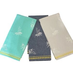 New Set/3 Cotton Bee Motif Kitchen Linens Hand Towel